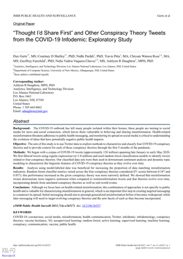 And Other Conspiracy Theory Tweets from the COVID-19 Infodemic: Exploratory Study