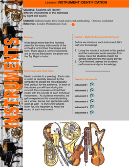 Lesson: INSTRUMENT IDENTIFICATION