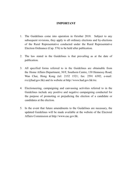 Guidelines on Election-Related Activities in Respect of the Rural Representative Election”;