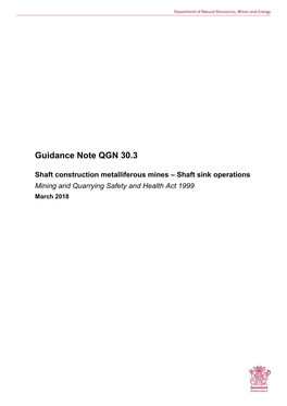 Guidance Note QGN 30.3 Shaft Construction Metalliferous Mines