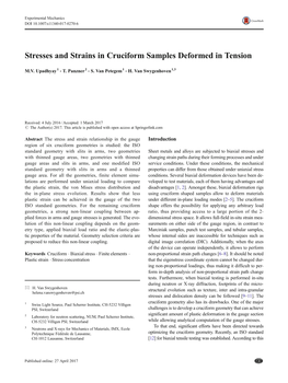 Stresses and Strains in Cruciform Samples Deformed in Tension