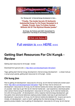 Getting Start Resources for Chi Kung& - Review