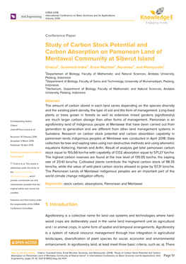 Study of Carbon Stock Potential and Carbon Absorption on Pamonean