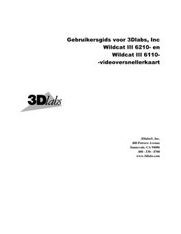 Gebruikersgids Voor 3Dlabs, Inc Wildcat III 6210- En Wildcat III 6110- -Videoversnellerkaart