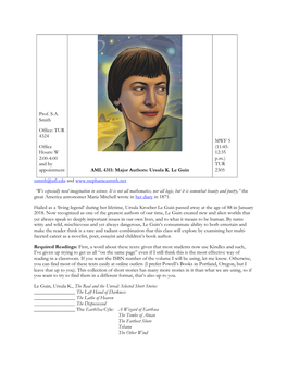 Major Authors: Ursula K. Le Guin 2305 Ssmith@Ufl.Edu And