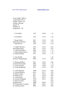 05.02.1958. Bad Gastein Giant Slalom, Men Course Length: 2400 M