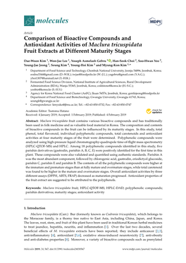 Comparison of Bioactive Compounds and Antioxidant Activities of Maclura Tricuspidata Fruit Extracts at Different Maturity Stages