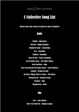 CC Collective Song List