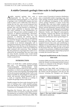 A Stable Cenozoic Geologic Time Scale Is Indispensable Amos Salvador