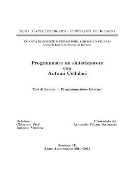 Programmare Un Sintetizzatore Con Automi Cellulari