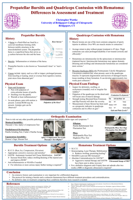 Prepatellar Bursitis and Quadriceps Contusion with Hematoma: Differences in Assessment and Treatment