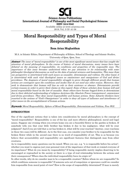 Moral Responsibility and Types of Moral Responsibility