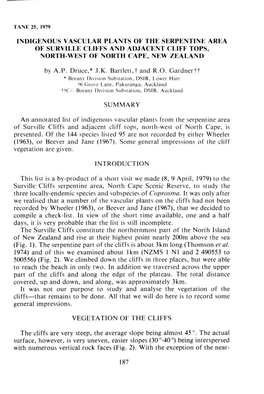 Indigenous Vascular Plants of the Serpentine Area of Surville Cliffs and Adjacent Cliff Tops, North-West of North Cape, New Zealand