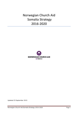 Norwegian Church Aid Somalia Strategy 2016-2020