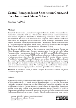 Central-European Jesuit Scientists in China, and Their Impact on Chinese Science