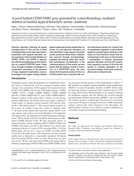 A Novel Hybrid CFH/CFHR3 Gene Generated by a Microhomology-Mediated Deletion in Familial Atypical Hemolytic Uremic Syndrome