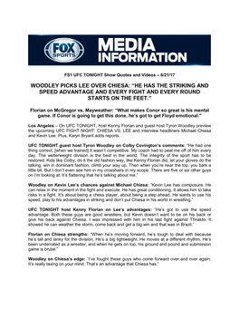 Woodley Picks Lee Over Chiesa: “He Has the Striking and Speed Advantage and Every Fight and Every Round Starts on the Feet.”