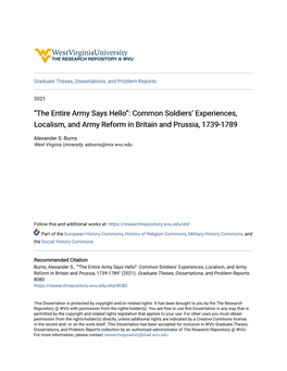 Common Soldiers' Experiences, Localism, and Army Reform In