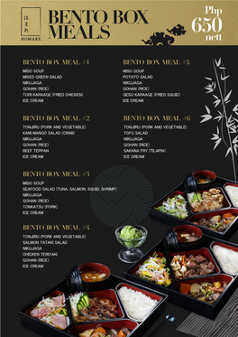 BENTO BOX 650 MEALS Nett