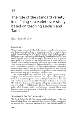 The Role of the Standard Variety in Defining Sub-Varieties: a Study Based on Teaching English and Tamil