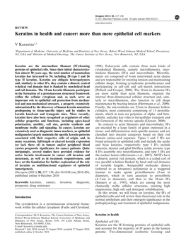 Keratins in Health and Cancer: More Than Mere Epithelial Cell Markers