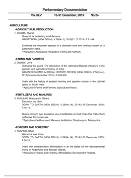 Parliamentary Documentation Vol.XLV 16-31 December, 2019 No.24