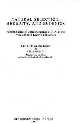 Natural Selection, Heredity, and Eugenics