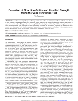 Evaluation of Flow Liquefaction and Liquefied Strength Using the Cone