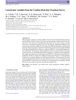 Cataclysmic Variables from the Catalina Real-Time Transient Survey