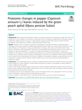Leaves Induced by the Green Peach Aphid (Myzus Persicae Sulzer) Victoria Florencio-Ortiz1* , Susana Sellés-Marchart2 and José L