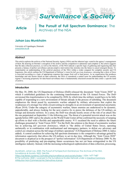 Article the Pursuit of Full Spectrum Dominance: the Archives of The