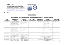 R O M Â N I a CERTIFICARE DE CALITATE CONSILIUL JUDEŢEAN BUZĂU Municipiul Buzău, Bd