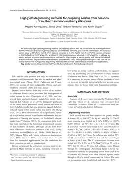 High-Yield Degumming Methods for Preparing Sericin from Cocoons of Mulberry and Non-Mulberry Silkworms