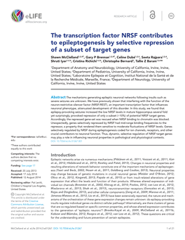 The Transcription Factor NRSF Contributes to Epileptogenesis By