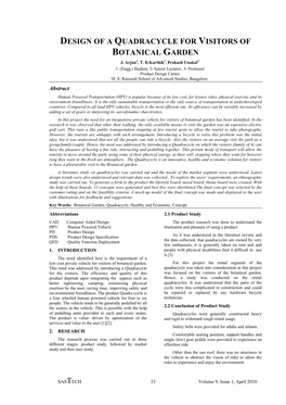 Design of a Quadracycle for Visitors of Botanical Garden J