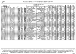 Cybet. THURSDAY COUPON 31 JANUARY MIDWEEK BASKETBALL COUPON
