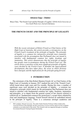 The French Court and the Principle of Legality I