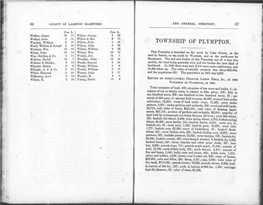 TOWNSHIP of PLYMPTO-N . William 2 19 Wilson, John 9 22 Ward, & Joseph