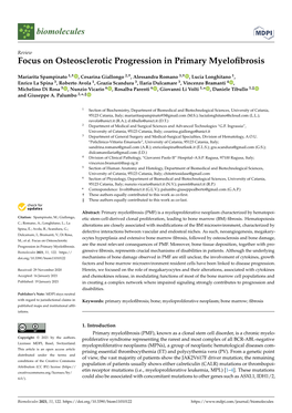 Focus on Osteosclerotic Progression in Primary Myelofibrosis