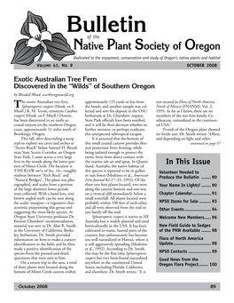 Bulletin of the Native Plant Society of Oregon Dedicated to the Enjoyment, Conservation and Study of Oregon’S Native Plants and Habitat Volume 41, No