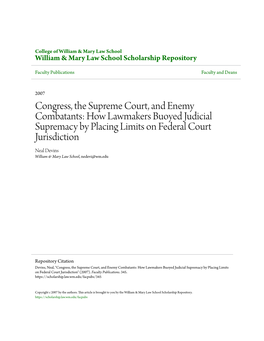 Congress, the Supreme Court, and Enemy Combatants: How