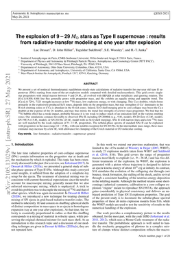 The Explosion of 9$-$29 $ M \Odot $ Stars As Type II Supernovae: Results