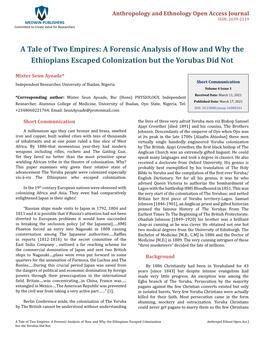 A Forensic Analysis of How and Why the Ethiopians Escaped Colonization but the Yorubas Did Not