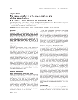 The Nasolacrimal Duct of the Mule: Anatomy and Clinical Considerations M