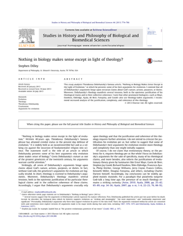 Nothing in Biology Makes Sense Except in the Light of Theology?