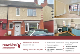 Asking Price of £168,000 81 Merevale Avenue