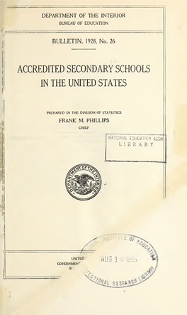 Accredited Secondary Schools in the United States. Bulletin 1928, No. 26