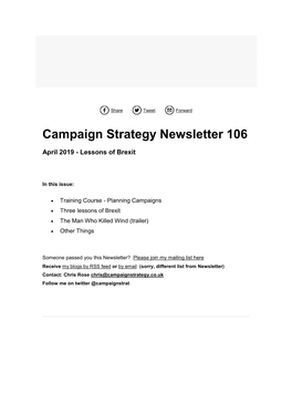 Campaign Strategy Newsletter 106