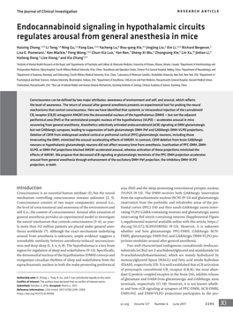 Endocannabinoid Signaling in Hypothalamic Circuits Regulates Arousal from General Anesthesia in Mice