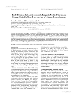 East of Isfahan-Iran: a Review of Evidence from Palynology